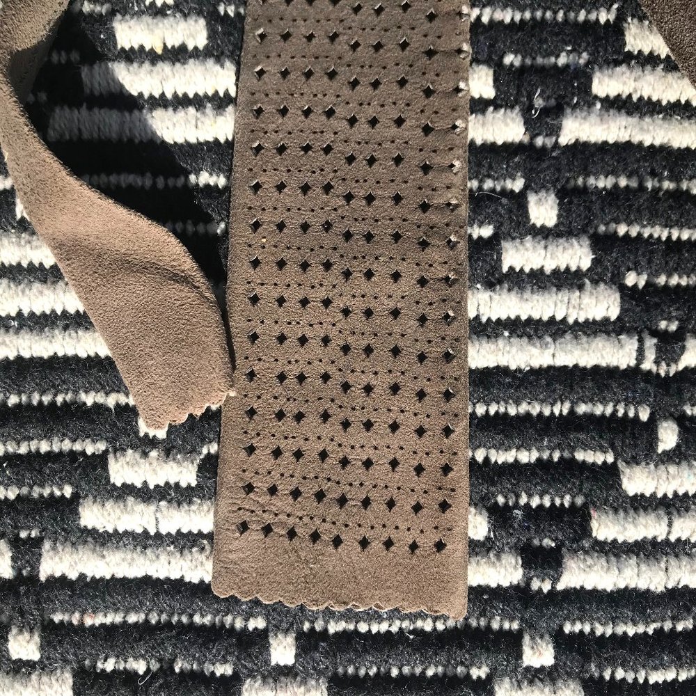 Unisex vtg Perforated Suede Necktie